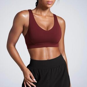NWT CRZ YOGA Womens Butterbreeze Criss Cross Back Sports Bra - V Neck